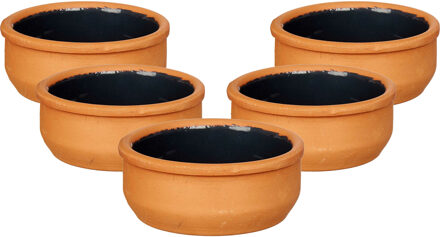 Tapas/creme brulee serveer schaaltjes - 18x - mini - terracotta/zwart - 8 x 4 cm