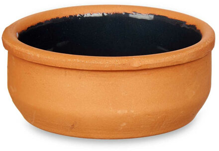 Tapas/creme brulee serveer schaaltjes - 6x - mini - terracotta/zwart - 8 x 4 cm