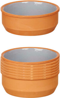 Tapas/creme brulee serveer schaaltjes - set van 12x - terracotta - grijs - 12 x 4 cm