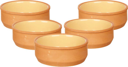 Tapas/creme brulee serveer schaaltjes - set van 18x - terracotta - geel - 12 x 4 cm