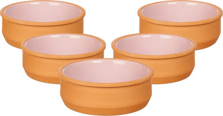 Tapas/creme brulee serveer schaaltjes - set van 18x - terracotta - roze - 12 x 4 cm
