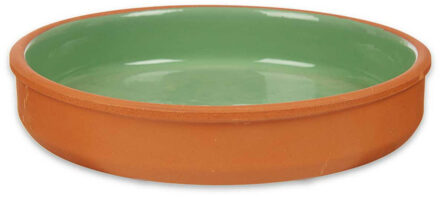 Tapas/hapjes serveren/oven schaal terracotta/groen 23 x 4 cm - Snack en tapasschalen