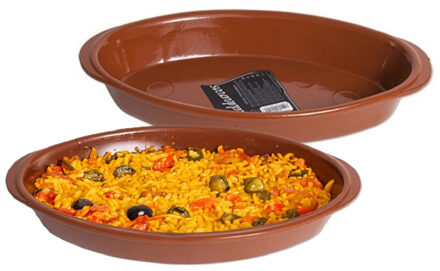 Tapas ovenschaal/serveerschaal - 2x - ovaal - Spaans terracotta/aardewerk - 37 x 23 x 5 cm