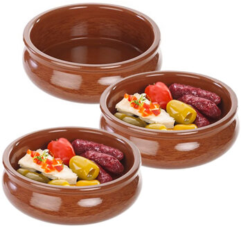Tapas ovenschaal/serveerschaal - 6x - rond - Spaans terracotta/aardewerk - D18 x H6.5 cm