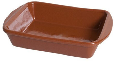 Tapas ovenschaal/serveerschaal - rechthoek - Spaans terracotta/aardewerk - 20 x 14 x 4 cm