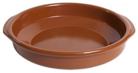 Tapas ovenschaal/serveerschaal - rond - Spaans terracotta/aardewerk - D26 x H6.5 cm