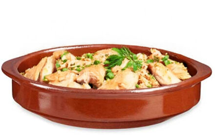 Tapas ovenschaal / serveerschaal - rond - Spaans terracotta/aardewerk - D38 x H8 cm