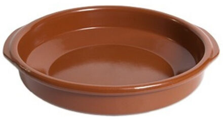 Tapas ovenschaaltje/serveerschaaltje - rond - Spaans terracotta/aardewerk - D24 x H5 cm