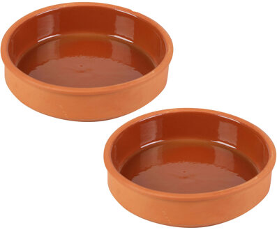 Tapas/sauzen/hapjes serveer schaaltjes set - 2x stuks - terracotta - 16 x 4 cm p/st - Snack en tapasschalen Bruin