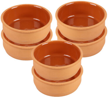 Tapas/sauzen/hapjes serveer schaaltjes set - 6x stuks - terracotta - 12 x 4 cm p/st - Snack en tapasschalen Bruin