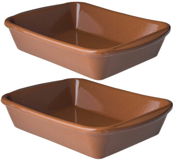 Tapas schaal terracotta - 3x stuks - 18 x 14 x 4,5 cm - 0,5 liter - ovenbestendig - Ovenschalen - Ta