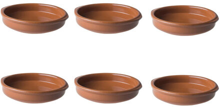 Tapas schaaltjes terracotta - 14 x 2,5 cm - set 6x - ovenbestendig - Serveerschalen Bruin