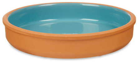 Tapas serveerschaal - terracotta - blauw - D23 x H4 cm - hapjes serveren - ovenschaal - rond