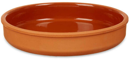 Tapas serveerschaal - terracotta - bruin - D23 x H4 cm - hapjes serveren - ovenschaal - rond