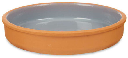 Tapas serveerschaal - terracotta - grijs - D23 x H4 cm - hapjes serveren - ovenschaal - rond