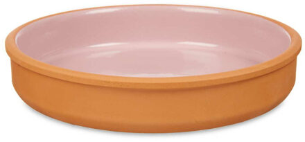 Tapas serveerschaal - terracotta - roze - D23 x H4 cm - hapjes serveren - ovenschaal - rond