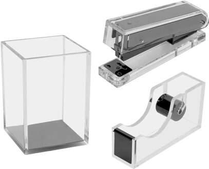 Tape Dispenser Nietjes Nietmachine Potlood Houder Acryl Kantoorbenodigdheden Collection Bureau Rose Gouden Accessoires Organizer Set zwart kleur