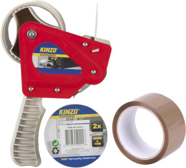 Tape/plakband houder - inclusief 3x rollen verpakking plakband van 15 meter - breedte 5 cm - Tape (klussen) Transparant