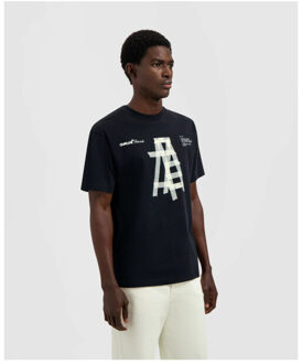 Taped ladder ss tee t-shirts m240114 - maat L Zwart