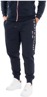 Tapered fit joggingbroek met logoprint Donkerblauw - XL