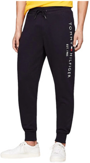 Tapered fit joggingbroek met logoprint Donkerblauw - XXL