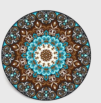 Tapijt Coral Fluwelen Computer Stoel Floor Mat Mandala Gedrukt Ronde Tapijt Voor Kinderen Slaapkamer Play Tent Gebied Tapijt Ronde Blauw 1 / 100cm diameter