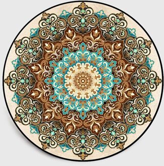 Tapijt Coral Fluwelen Computer Stoel Floor Mat Mandala Gedrukt Ronde Tapijt Voor Kinderen Slaapkamer Play Tent Gebied Tapijt Ronde Blauw 2 / 80cm diameter