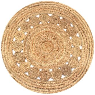 Tapijt met ontwerp rond 90 cm gevlochten jute Beige