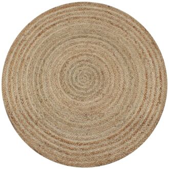 Tapijt rond 120 cm gevlochten jute Beige