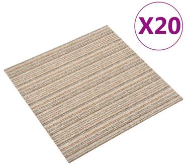 Tapijttegels 20 st 5 m?? 50x50 cm gestreept beige