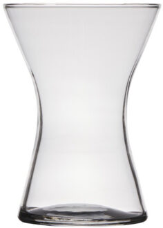 Taps uitlopende bloemenvaas - transparant - glas - 14 x 20 cm - boeketten/bloemen/siertakken