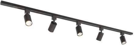 Taros Railverlichting Pakket - Recht - 1,5 m rail - 5 railspots - Excl. Lichtbron - IP20 - Modulair - 230V Zwart