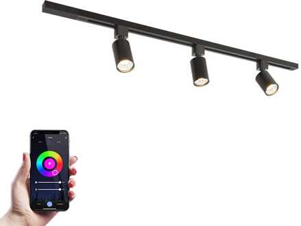 Taros Railverlichting Pakket - Recht - 1 m rail - 3 railspots - Incl. RGBWW GU10 - IP20 - Modulair - 230V Zwart