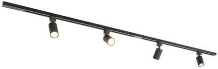 Taros Railverlichting Pakket - Recht - 2x 1 m rail - 4 railspots - Excl. Lichtbron - IP20 - Modulair - 230V Zwart