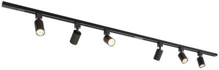 Taros Railverlichting Pakket - Recht - 2x 1 m rail - 6 railspots - Excl. Lichtbron - IP20 - Modulair - 230V Zwart