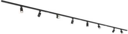 Taros Railverlichting Pakket - Recht - 4x 1 m rail - 8 railspots - Incl. 2700K GU10 - IP20 - Modulair - 230V Zwart