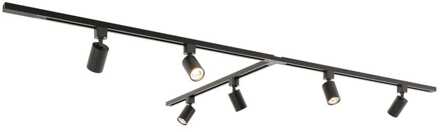 Taros Railverlichting Pakket - T-vorm - 3x 1m rail - 6 railspots - Excl. Lichtbron - IP20 - Modulair - 230V Zwart