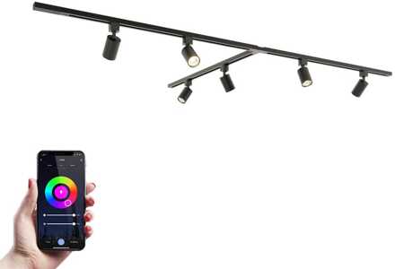 Taros Railverlichting Pakket - T-vorm - 3x 1m rail - 6 railspots - Incl. RGBWW GU10 - IP20 - Modulair - 230V Zwart