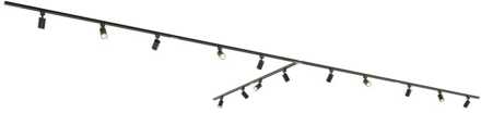 Taros Railverlichting Pakket - T-vorm - 4x 1,5m rail - 2x 1m rail - 14 railspots - Incl. 2700K GU10 - IP20 - Modulair - 230V Zwart