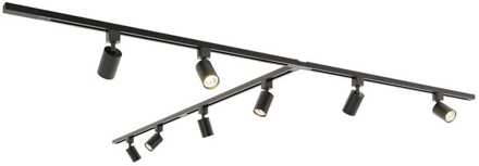 Taros Railverlichting Pakket - T-vorm - 4x 1m rail - 8 railspots - Excl. Lichtbron - IP20 - Modulair - 230V Zwart