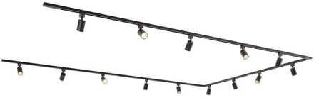 Taros Railverlichting Pakket - U-vorm - 4x 1,5m rail - 2x 1m rail - 14 railspots - Excl. Lichtbron - IP20 - Modulair - 230V Zwart