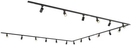 Taros Railverlichting Pakket - U-vorm - 6x 1,5m rail - 18 railspots - Incl. 2700K GU10 - IP20 - Modulair - 230V Zwart