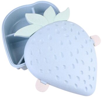 Tarwe Stro Fruit Verdeeld Plaat Aardbei Gedroogd Fruit Snack Tray Noten Snoep Opbergdoos Met Deksel) blauw