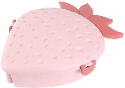 Tarwe Stro Fruit Verdeeld Plaat Aardbei Gedroogd Fruit Snack Tray Noten Snoep Opbergdoos Met Deksel) roze