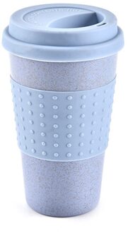 Tarwe Stro Plastic Koffie Cups Reizen Koffie Mok Met Deksel Reizen Gaan Cup Portable voor Outdoor Camping Wandelen picknick Blauw