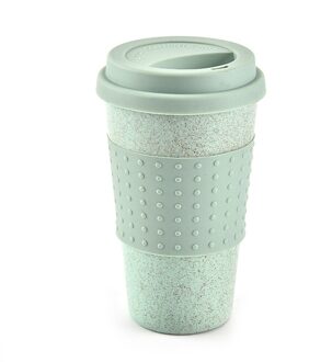 Tarwe Stro Plastic Koffie Cups Reizen Koffie Mok Met Deksel Reizen Gaan Cup Portable voor Outdoor Camping Wandelen picknick Groen