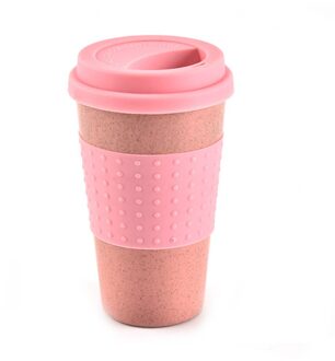 Tarwe Stro Plastic Koffie Cups Reizen Koffie Mok Met Deksel Reizen Gaan Cup Portable voor Outdoor Camping Wandelen picknick Rood