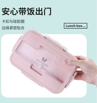 Tarwe Stro Studenten Container Kan Magnetron Japanse Gerechten Gescheiden Isolatie Bento Box Plastic Vierkante Snack Doos Roze