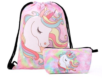 Tassen Cosmetische Pak Rugzak Tasje 3D Eenhoorn Afdrukken Kat Vrouwen Dagelijks Toevallige Mochila Knapzak Feminina Bundel Pocket 1