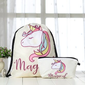 Tassen Cosmetische Pak Rugzak Tasje 3D Eenhoorn Afdrukken Kat Vrouwen Dagelijks Toevallige Mochila Knapzak Feminina Bundel Pocket 2